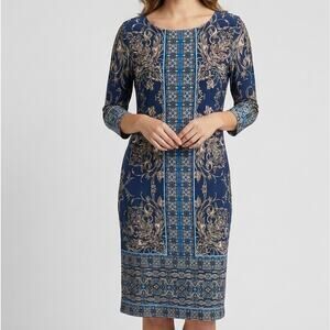 London Style Collection Womens Size 10 Dress Polyester Spandex 3/4 Sleeve